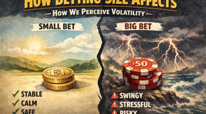 image and infographic showing How Betting Size Affects How We Perceive Volatility