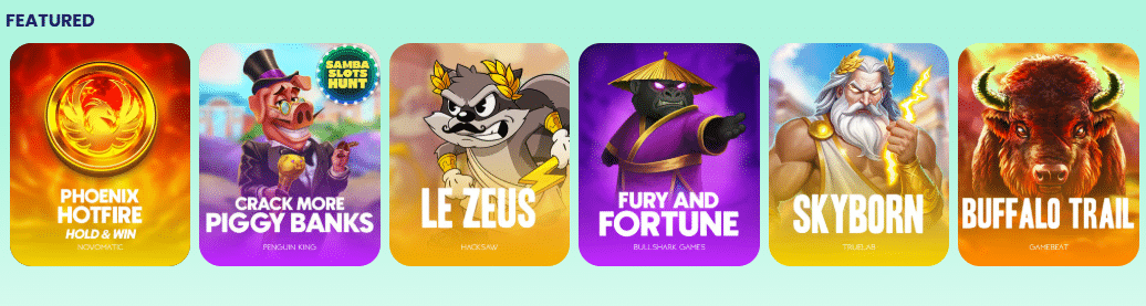 samba slots pokies screen capture